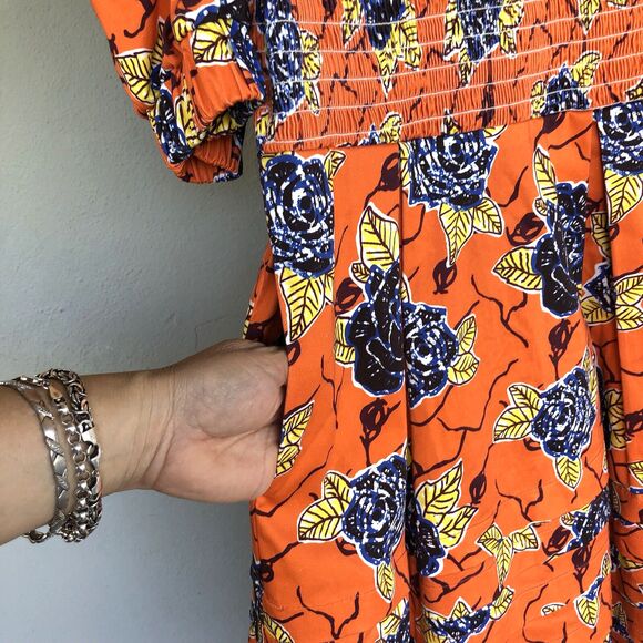 Autumn Adeigbo Dress Women 4 Smocked Floral Puff Sleeve Ruffle Boho Cottage Core - Picture 15 of 16